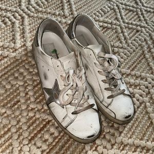 GOLDEN GOOSE Superstar Women White Metallic  Star Leather Low Top Sneaker 39